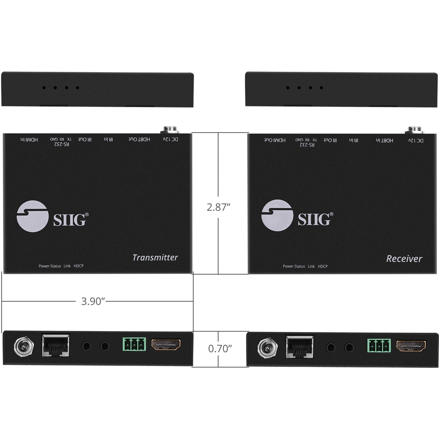 SIIG 4K HDMI HDBaseT Extender Over Single Cat5e/6 with RS-232 IR & PoC - 60m