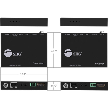 SIIG 4K HDMI HDBaseT Extender Over Single Cat5e/6 with RS-232 IR & PoC - 60m