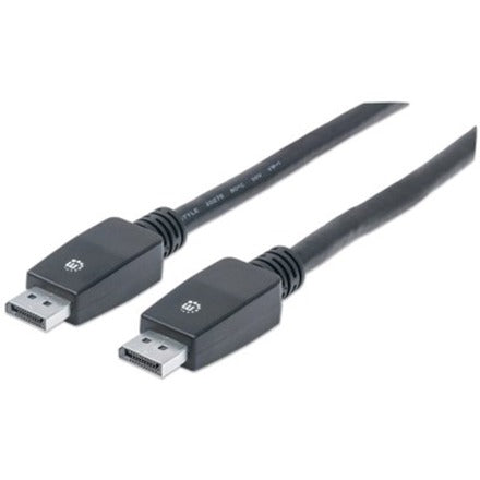 Manhattan DisplayPort 1.1 Cable 4K@60Hz 7.5m Male to Male With Latches Fully Shielded Black Lifetime Warranty Polybag