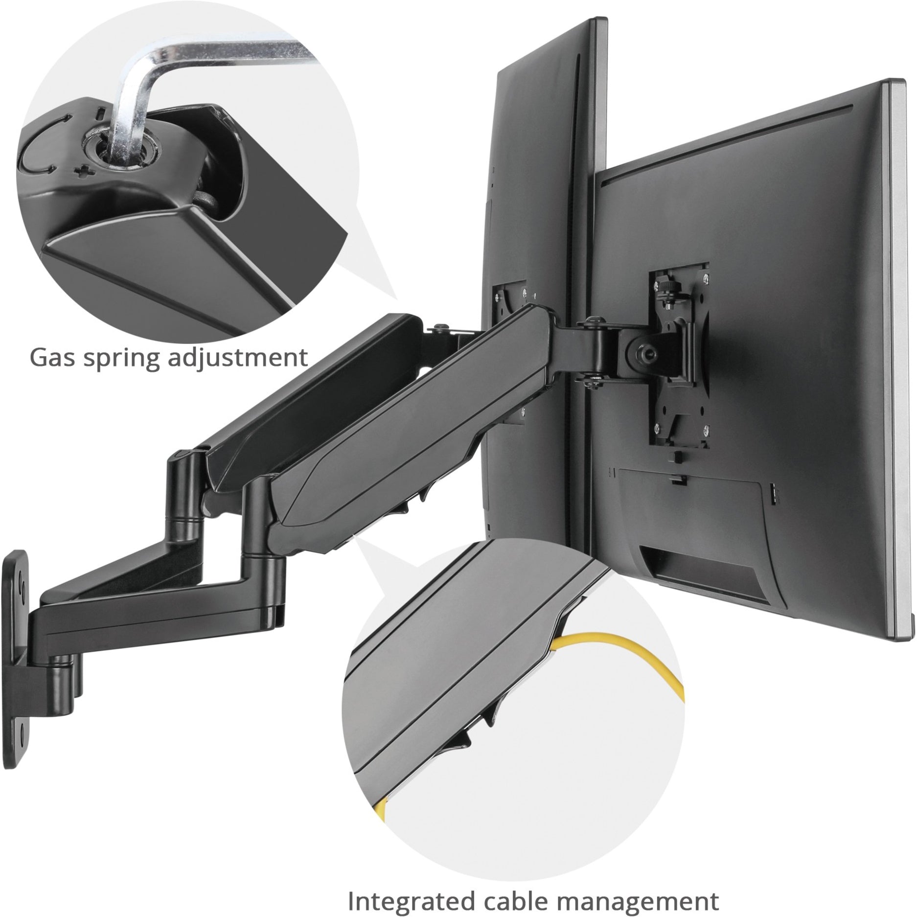 Spring Wall Mount SIIG High Premium Aluminum Gas Spring Wall Mount - Dual Monitor 17