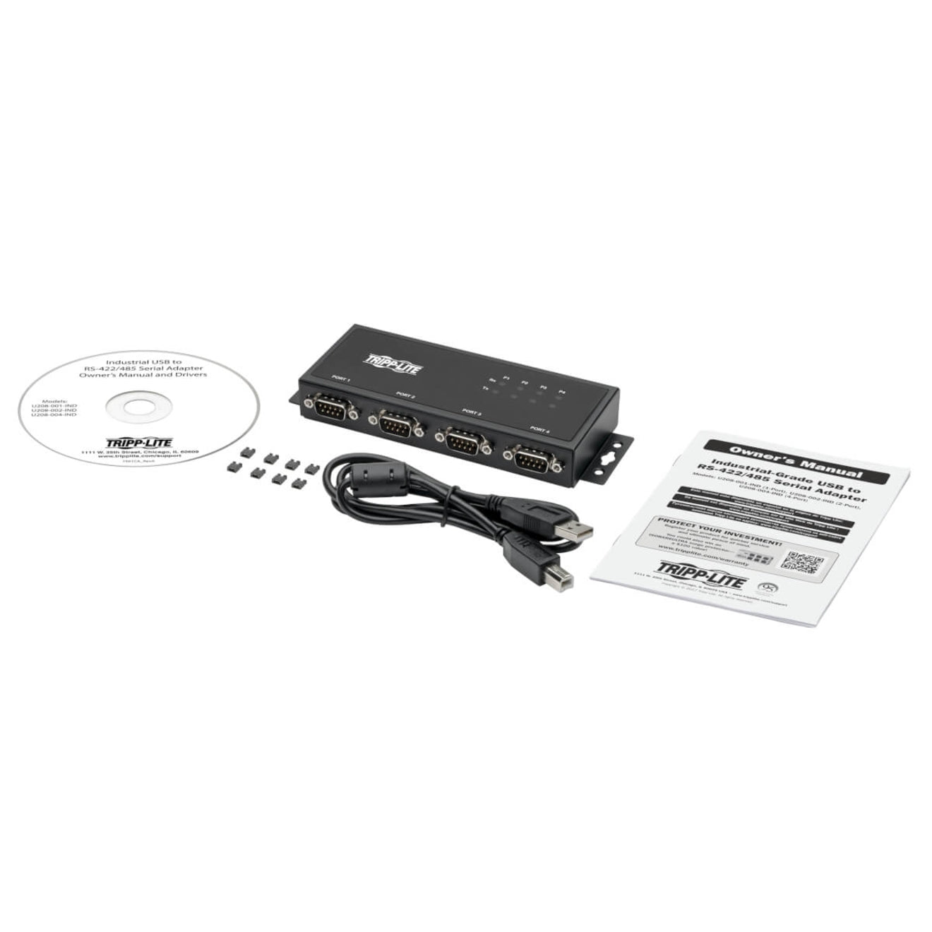 Tripp Lite 4-Port RS-422/RS-485 USB to Serial FTDI Adapter with COM Retention (USB-B to DB9 F/M)