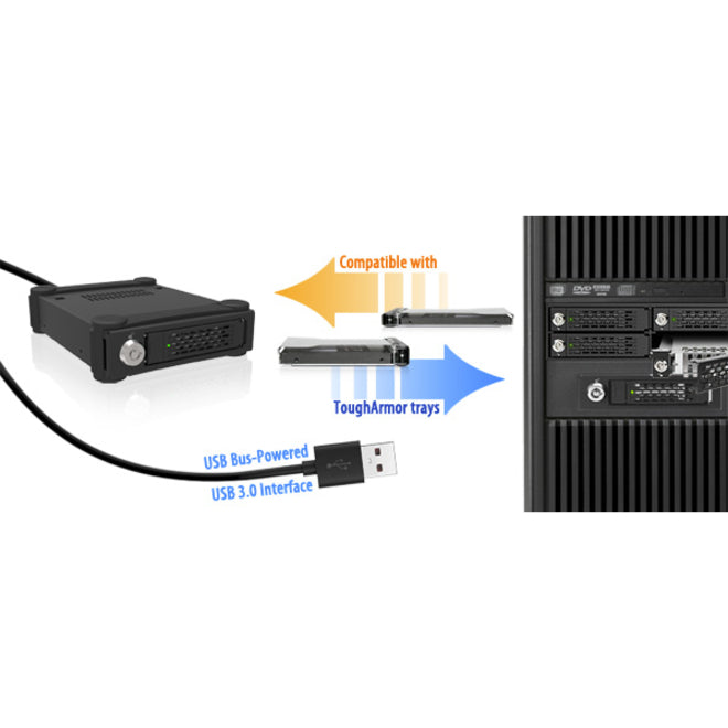 Icy Dock ToughArmor MB998IP-B Drive Enclosure for 5.25" - Mini-SAS HD Host Interface Internal - Black