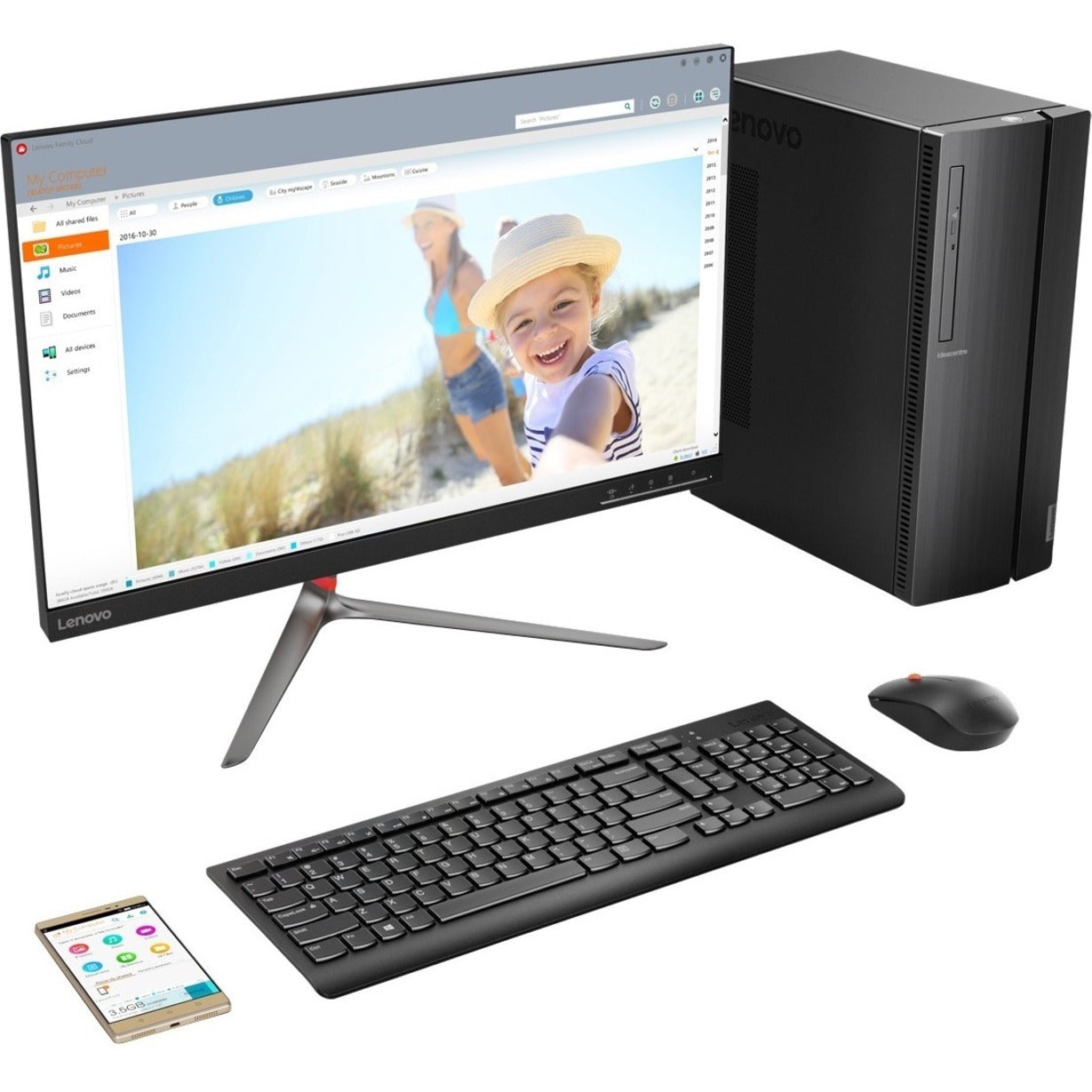 Lenovo IdeaCentre 510A-15ARR 90J0000PUS Desktop Computer - AMD Ryzen 3 2200 3.50 GHz - 8 GB RAM DDR4 SDRAM - 1 TB HDD