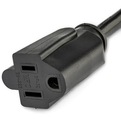 StarTech.com 1ft (0.3m) Power Extension Cord Right Angle NEMA 5-15P to NEMA 5-15R 13A 125V 16AWG Black Outlet Extension Cable