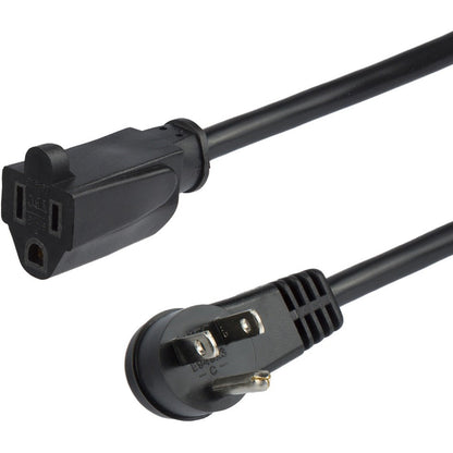 StarTech.com 3ft (1m) Power Extension Cord Right Angle NEMA 5-15P to NEMA 5-15R 13A 125V 16AWG Black Flat Outlet Extension Cable