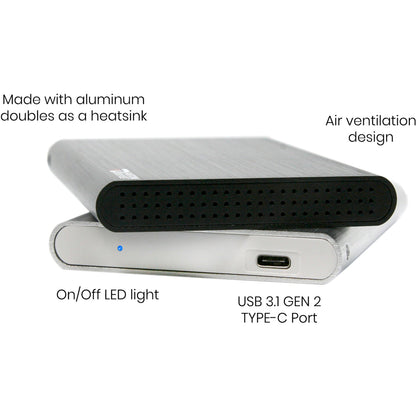 Fantom Drives 1TB Portable SSD - G31 - USB 3.2 Type-C 560MB/s Plug & Play for Mac Aluminum Silver CSD1000S-M