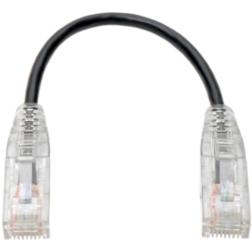 Tripp Lite Cat6 Gigabit Snagless Slim UTP Ethernet Cable (RJ45 M/M) PoE Black 6-in. (15.24 cm)