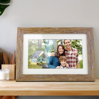 Aluratek 10 inch Distressed Wood Digital Photo Frame with Auto Slideshow Feature