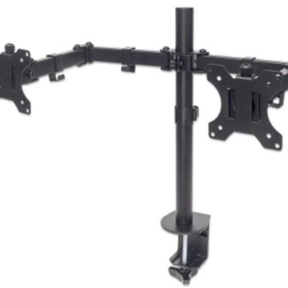 Manhattan TV & Monitor Mount Desk Full Motion 2 Screens Screen Sizes: 10-27"  Black Clamp Assembly Dual Screen VESA 75x75 to 100x100mm Max 8kg (each) Lifetime Warranty