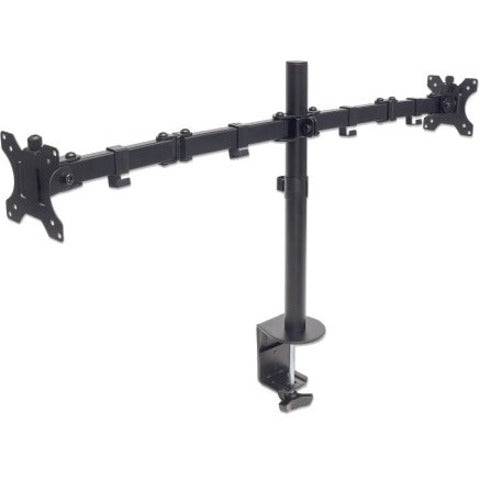 Manhattan TV & Monitor Mount Desk Full Motion 2 Screens Screen Sizes: 10-27"  Black Clamp Assembly Dual Screen VESA 75x75 to 100x100mm Max 8kg (each) Lifetime Warranty