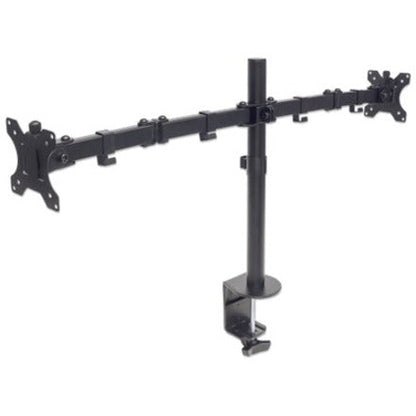 Manhattan TV & Monitor Mount Desk Full Motion 2 Screens Screen Sizes: 10-27"  Black Clamp Assembly Dual Screen VESA 75x75 to 100x100mm Max 8kg (each) Lifetime Warranty