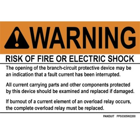 Panduit Warning Label