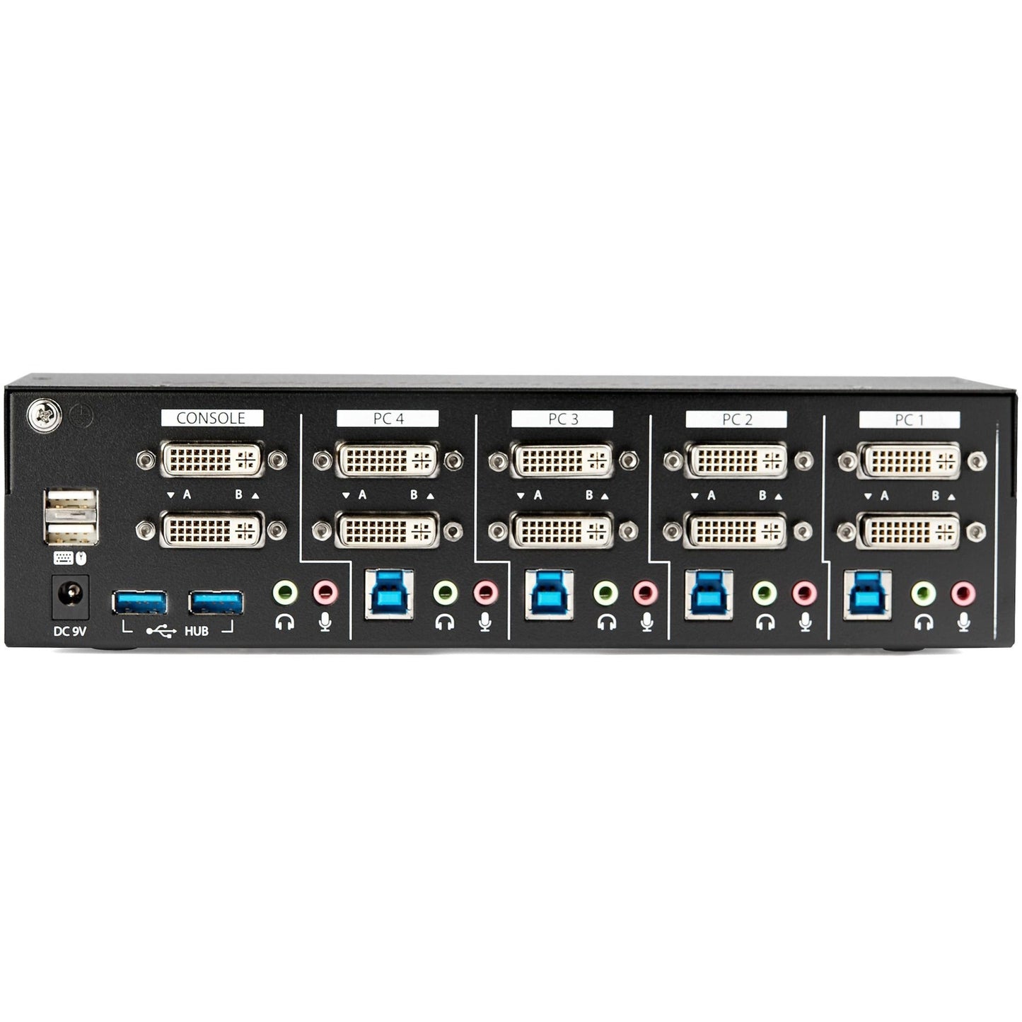 StarTech.com 4 Port Dual Monitor DVI KVM Switch - Dual Screen Display Compact USB KVM Switch with USB 3.0 Hub & Audio - TAA Compliant