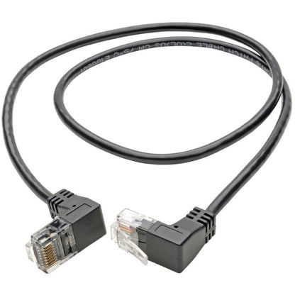 Tripp Lite Right-Angle Cat6 Gigabit Snagless Molded Slim UTP Ethernet Cable (RJ45 M/M) Black 1 ft. (0.31 m)