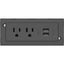 Wiremold Furniture Power 2-Outlet with USB-A Unit- Black