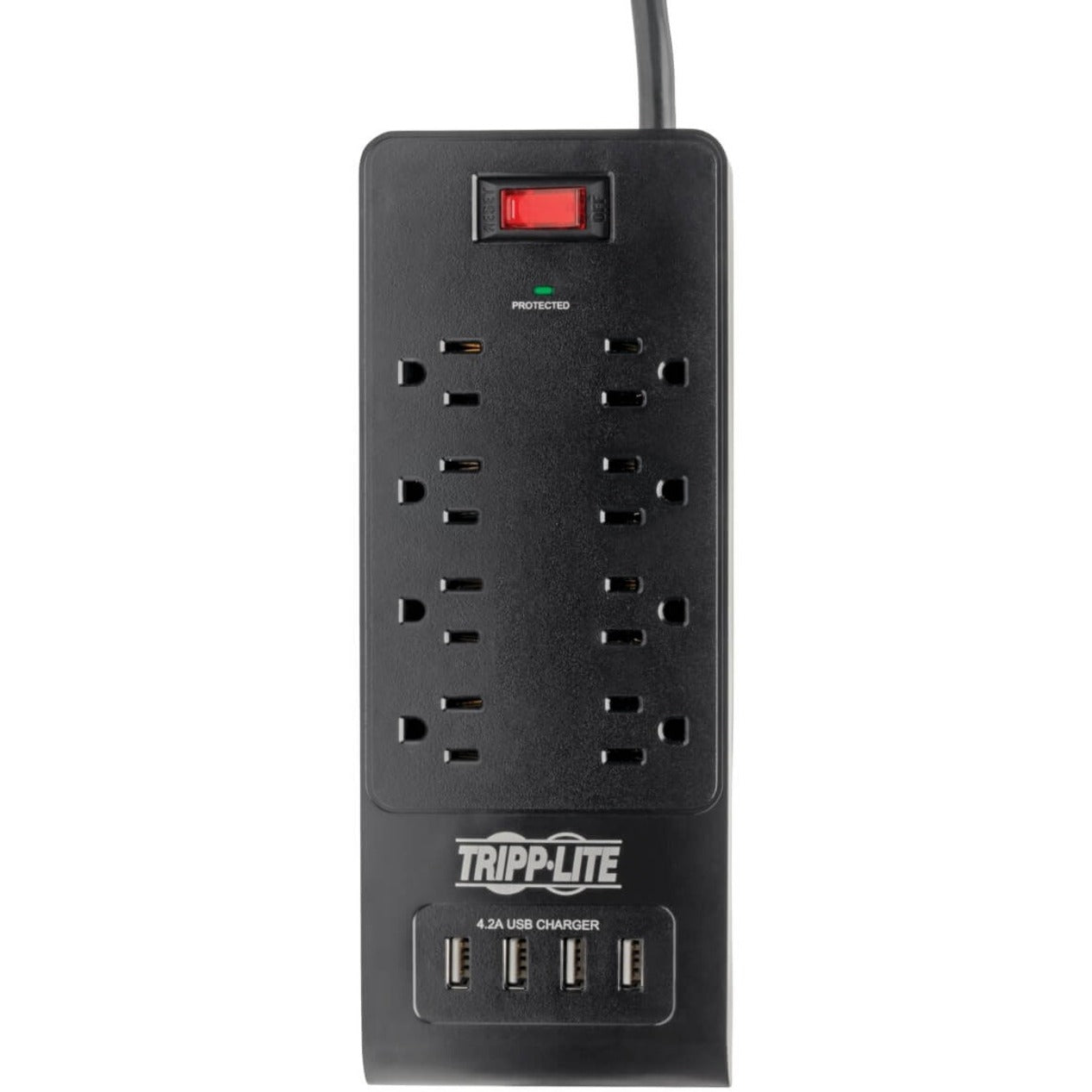 Tripp Lite 8-Outlet Surge Protector with 4 USB Ports (4.2A Shared) 6 ft. (1.83 m) Cord 1800 Joules Black