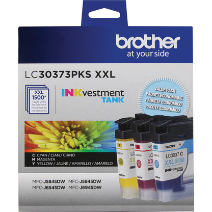 Brother Genuine LC30373PKS 3-Pack Super High-yield INKvestment Tank Cartridges; includes 1 cartridge each of Cyan Magenta & Yellow