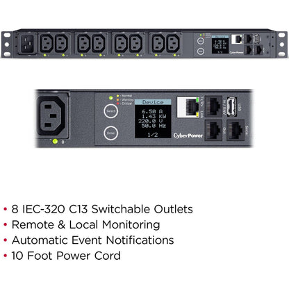 CyberPower PDU41005 Single Phase 100 - 240 VAC 20A Switched PDU