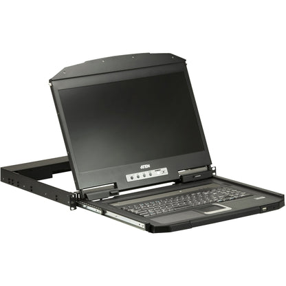 ATEN 1U Ultra Short Depth Single Rail WideScreen LCD Console (USB / HDMI)-TAA Compliant