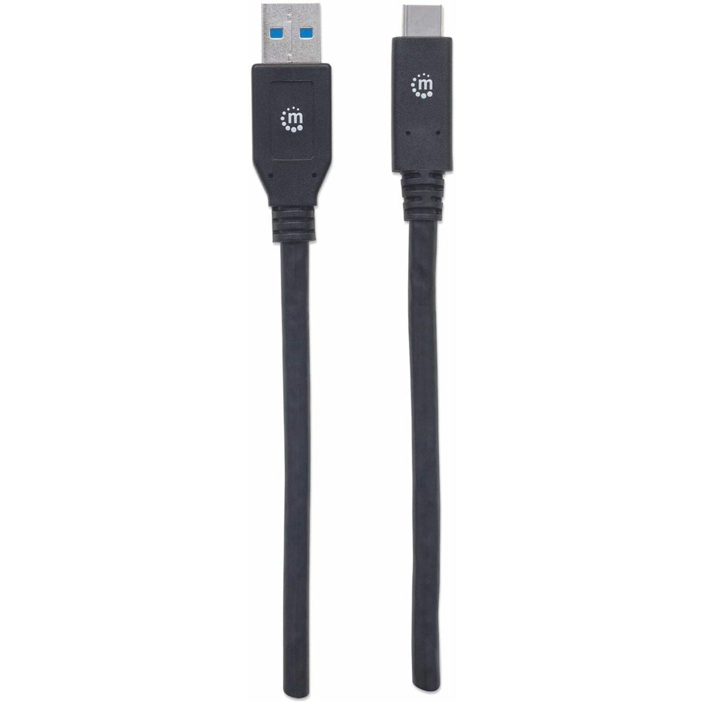 Manhattan USB-C to USB-A Cable 3m Male to Male 5 Gbps (USB 3.2 Gen1 aka USB 3.0) 3A (fast charging) SuperSpeed USB Black Lifetime Warranty Polybag