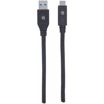 Manhattan USB-C to USB-A Cable 3m Male to Male 5 Gbps (USB 3.2 Gen1 aka USB 3.0) 3A (fast charging) SuperSpeed USB Black Lifetime Warranty Polybag