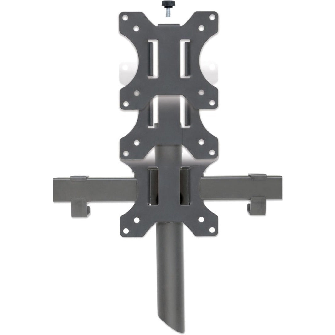 Manhattan TV & Monitor Mount Desk Double-Link Arms 3 screens Screen Sizes: 10-27"  Black Clamp Assembly Triple Screen VESA 75x75 to 100x100mm Max 7kg (each) Lifetime Warranty