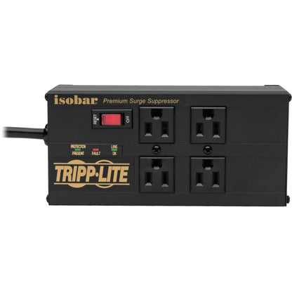 Tripp Lite Isobar 4-Outlet Surge Protector 8 ft. (2.43 m) Cord Right-Angle Plug 3330 Joules 2 USB Ports Metal Housing