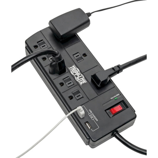 Tripp Lite 8-Outlet Surge Protector with 2 USB Ports (2.1A Shared) 8 ft. (2.43 m) Cord 1200 Joules Black
