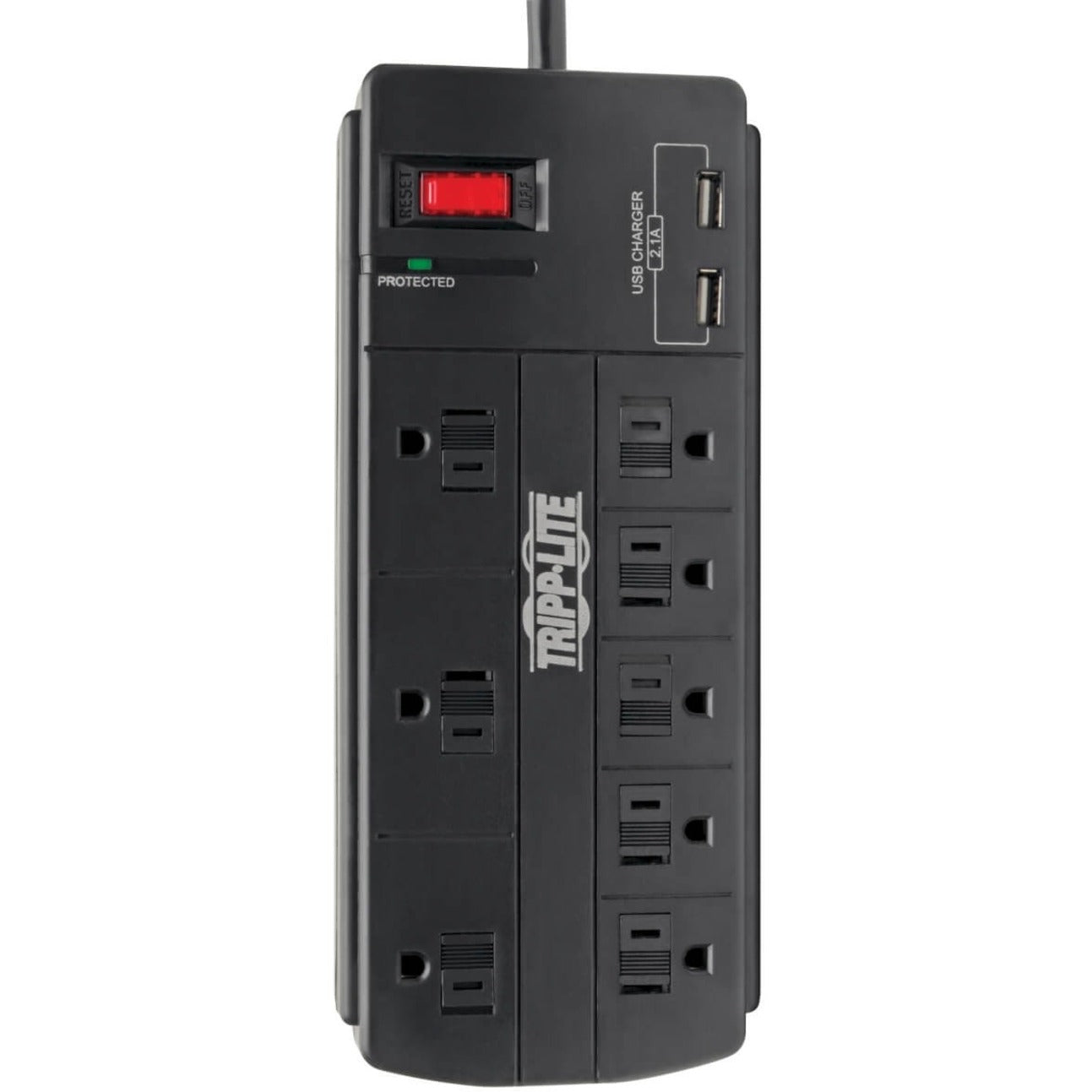 Tripp Lite 8-Outlet Surge Protector with 2 USB Ports (2.1A Shared) 8 ft. (2.43 m) Cord 1200 Joules Black