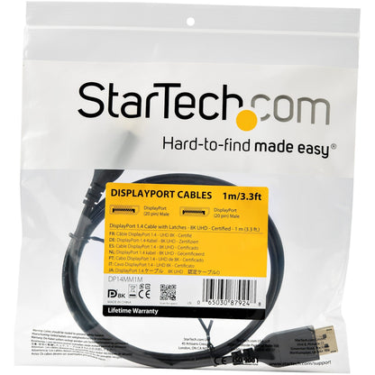 StarTech.com 1 m VESA Certified DisplayPort 1.4 Cable - 8K 60Hz HBR3 HDR - 3 ft Super UHD 4K 120Hz - DP to DP Slim Video Monitor Cord M/M