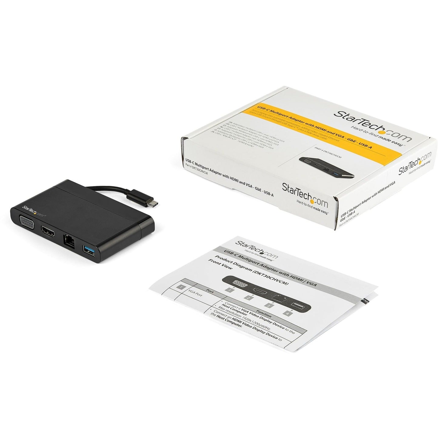 StarTech.com USB C Multiport Adapter with HDMI VGA Gb Ethernet & USB - USB C to 4K HDMI or 1080p VGA Adapter Mini Dock Hub - Travel Dock