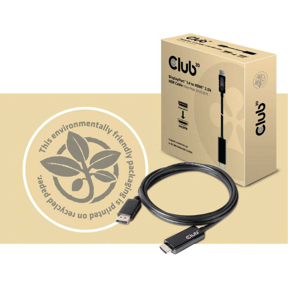 Club 3D DisplayPort 1.4 Cable To HDMI 2.0b Active Adapter Male/Male 2m/6.56 ft