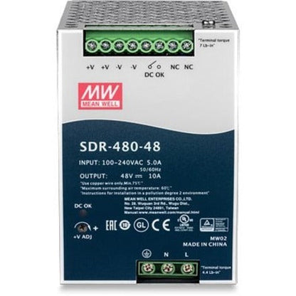 TRENDnet 480W 48V DC 10A AC to DC DIN-Rail Power Supply with PFC Function TI-S48048