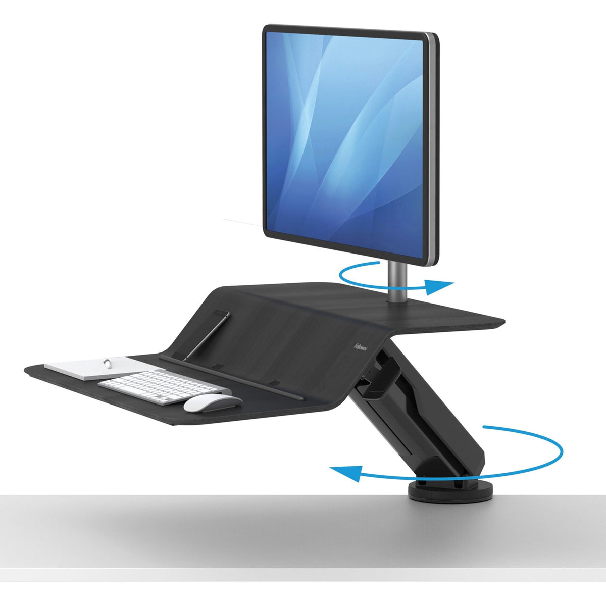 Fellowes Lotus&trade; RT Sit-Stand Workstation Black Single