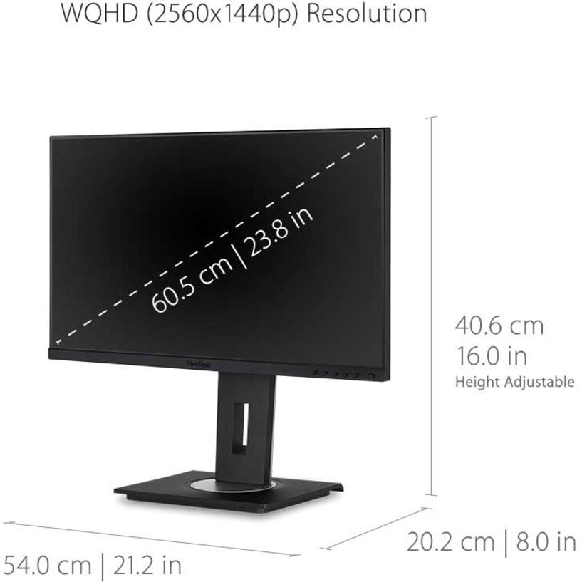 ViewSonic VG2455-2K 24 Inch IPS 1440p Monitor with USB C 3.1 HDMI DisplayPort and 40 Degree Tilt Ergonomics for Home and Office