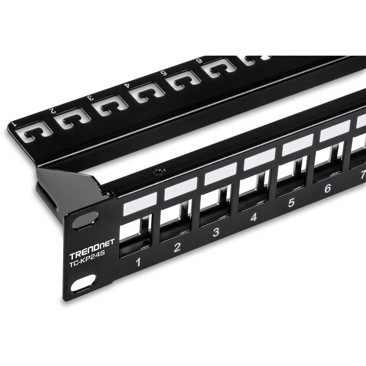 TRENDnet 24-Port Blank Keystone Shielded 1U Patch Panel 1U 19" Rackmount Housing Protects Against EMI/RFI Noise Recommended With TC-K06C6A Cat6A Keystone Jacks (Sold Separately) Black TC-KP24S