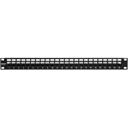 TRENDnet 24-Port Blank Keystone Shielded 1U Patch Panel 1U 19" Rackmount Housing Protects Against EMI/RFI Noise Recommended With TC-K06C6A Cat6A Keystone Jacks (Sold Separately) Black TC-KP24S