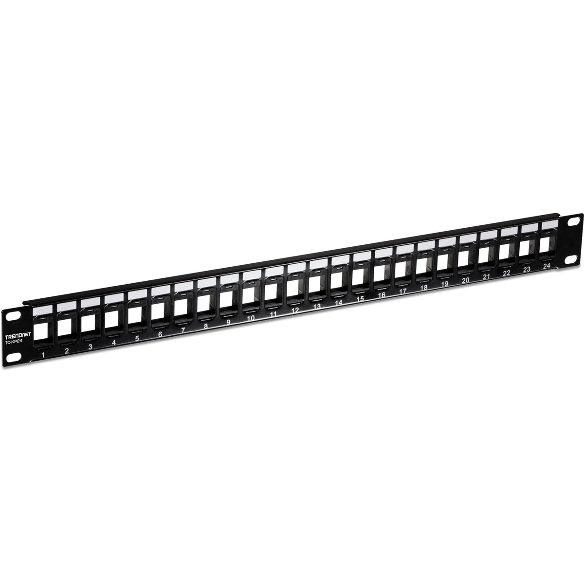 TRENDnet 24-Port Blank Keystone 1U Patch Panel 1U 19" Metal Rackmount Housing Recommended With TC-K25C6 & TC-K50C6 Cat6 Keystone Jacks (Sold Separately) Black TC-KP24