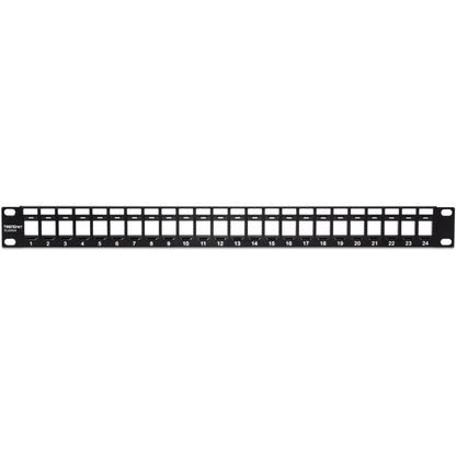 TRENDnet 24-Port Blank Keystone 1U Patch Panel 1U 19" Metal Rackmount Housing Recommended With TC-K25C6 & TC-K50C6 Cat6 Keystone Jacks (Sold Separately) Black TC-KP24