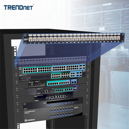 TRENDnet 24-Port Blank Keystone 1U Patch Panel 1U 19" Metal Rackmount Housing Recommended With TC-K25C6 & TC-K50C6 Cat6 Keystone Jacks (Sold Separately) Black TC-KP24