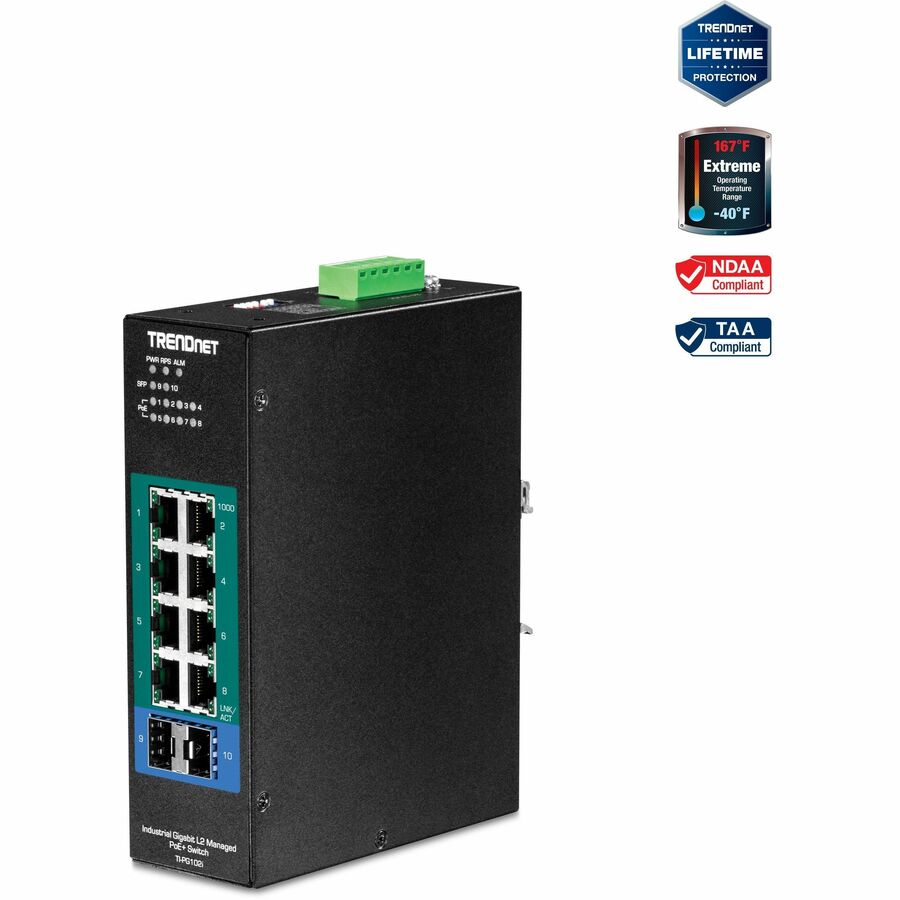 10PORT MANAGED POE+ DIN-RAIL   