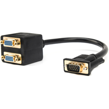 Rocstor Premium 1 ft VGA to 2x VGA Video Splitter Cable M/F - DB-15 Male - DB-15 Female - Black