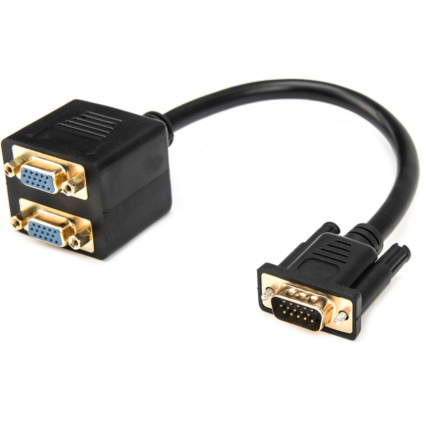 Rocstor Premium 1 ft VGA to 2x VGA Video Splitter Cable M/F - DB-15 Male - DB-15 Female - Black