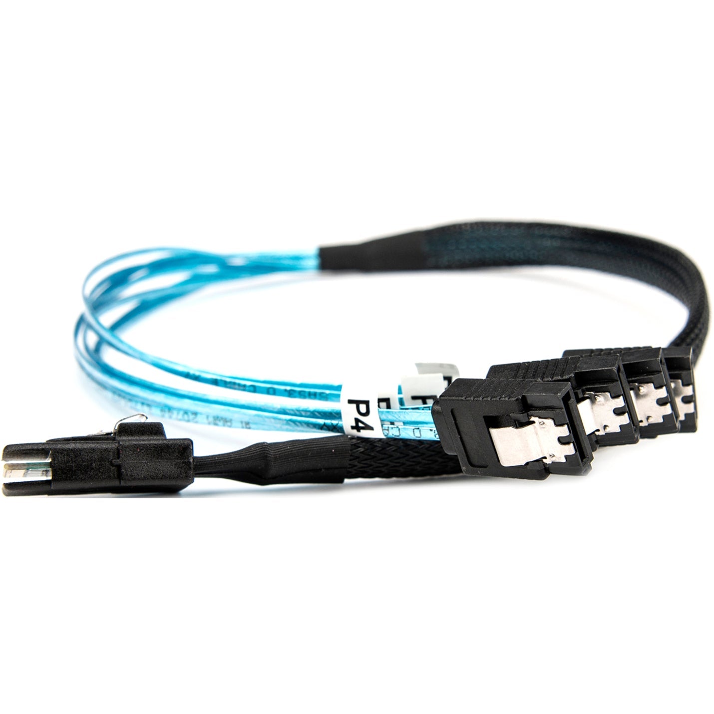 Rocstor Premium 20in Serial Attached SCSI SAS Cable - SFF-8087 to 4x Latching SATA - SAS/SATA for Hard Drive - 20in / 50cm - 1 Pack - SFF-8087 Male SAS - Male SATA - Blue SFF-8087 TO 4X SATA Cable