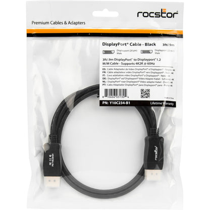 Rocstor Premium 3ft / 1m DisplayPort 1.2 Cable M/M - DisplayPort 4k - DisplayPort Male Digital Audio/Video - 3ft