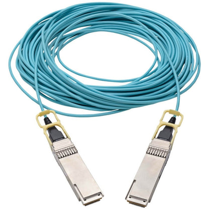 Tripp Lite QSFP28 to QSFP28 Active Optical Cable - 100GbE AOC M/M Aqua 20 m (65.6 ft.)