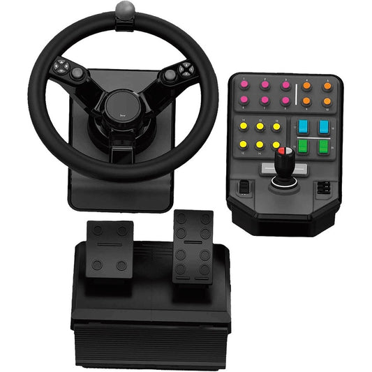 Logitech G Heavy Equipment Bundle Simulation Wheel Pedals and Side Panel Control Deck