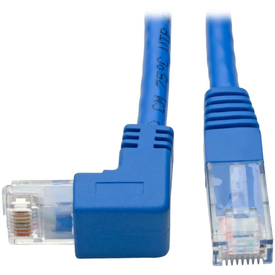 Tripp Lite Down-Angle Cat6 Gigabit Molded UTP Ethernet Cable (RJ45 Right-Angle Down M to RJ45 M) Blue 1 ft. (0.31 m)