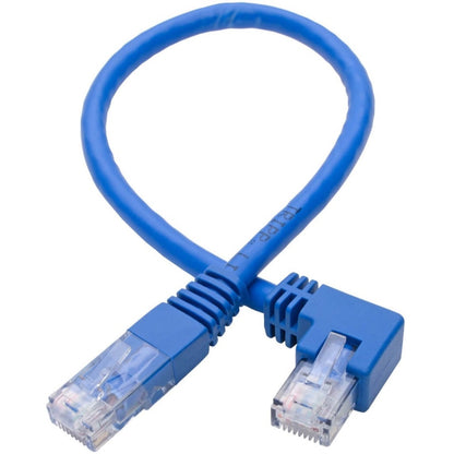 Tripp Lite Left-Angle Cat6 Gigabit Molded UTP Ethernet Cable (RJ45 Left-Angle M to RJ45 M) Blue 1 ft. (0.31 m)