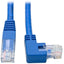 Tripp Lite Right-Angle Cat6 Gigabit Molded UTP Ethernet Cable (RJ45 Right-Angle M to RJ45 M) Blue 1 ft. (0.31 m)
